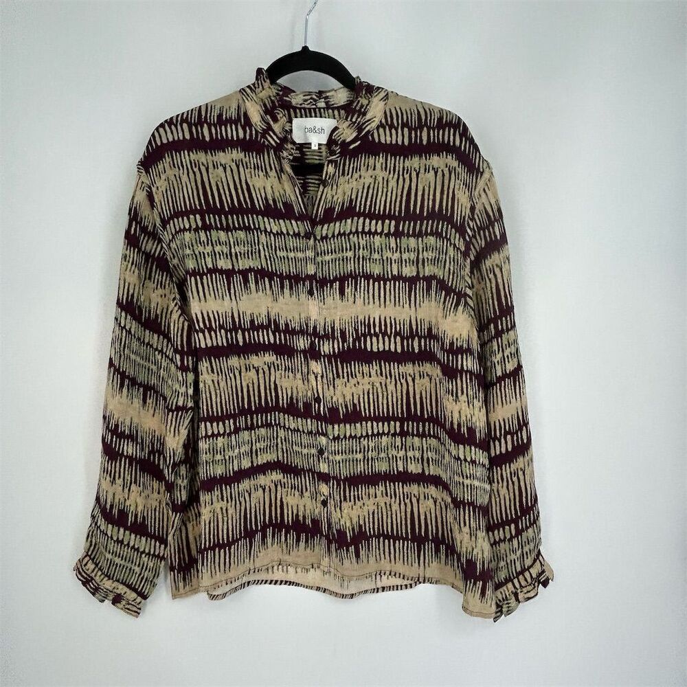 Ba&Sh Amore Abstract Button-Up Shirt Size 3 /L - Picture 6 of 12